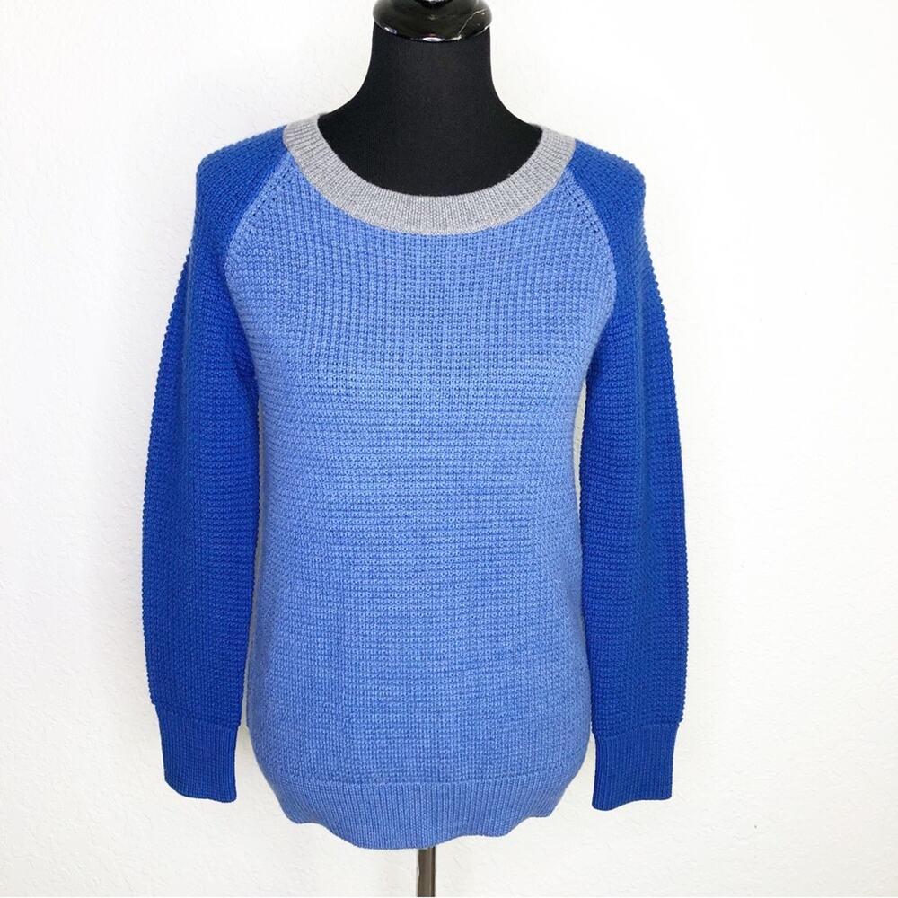 Nonoo New York blue and gray color block wool sweater size Extra Small XS